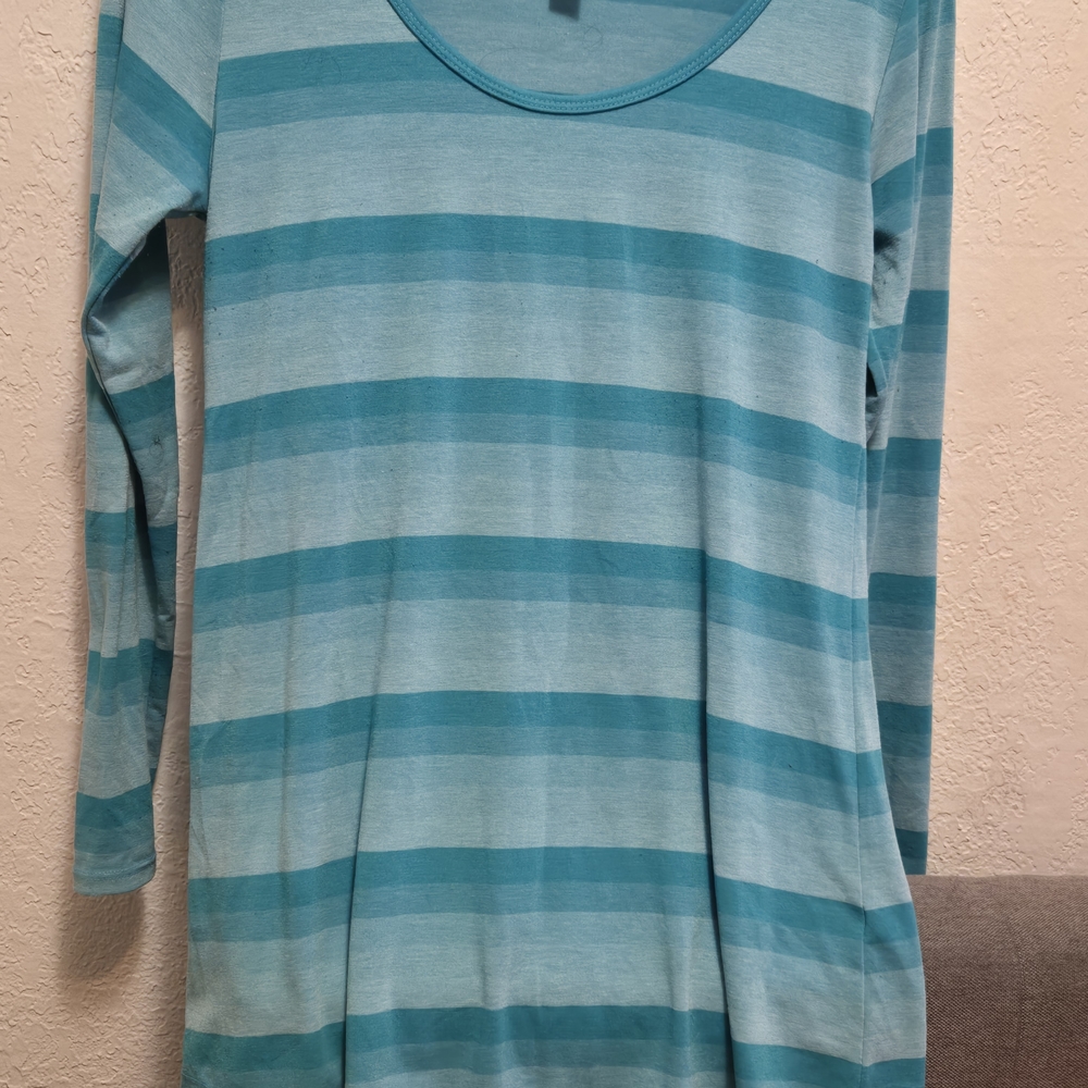 LuLaRoe Teal Striped Long Sleeve Top